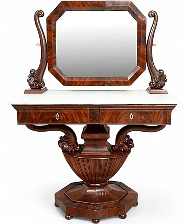Neapolitan Empire dressing table in mahogany feather, 19th century