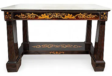Sicilian console in precious exotic woods, 19th century
