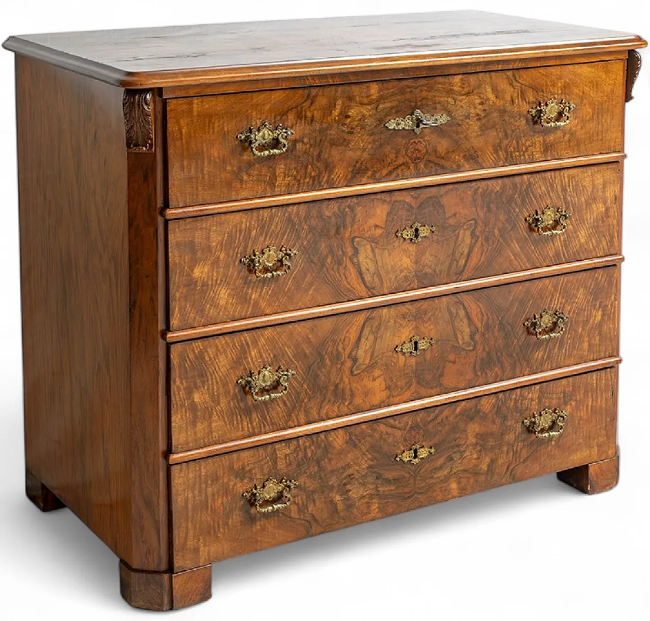 Biedermeier commode in walnut root, late 19th century 5