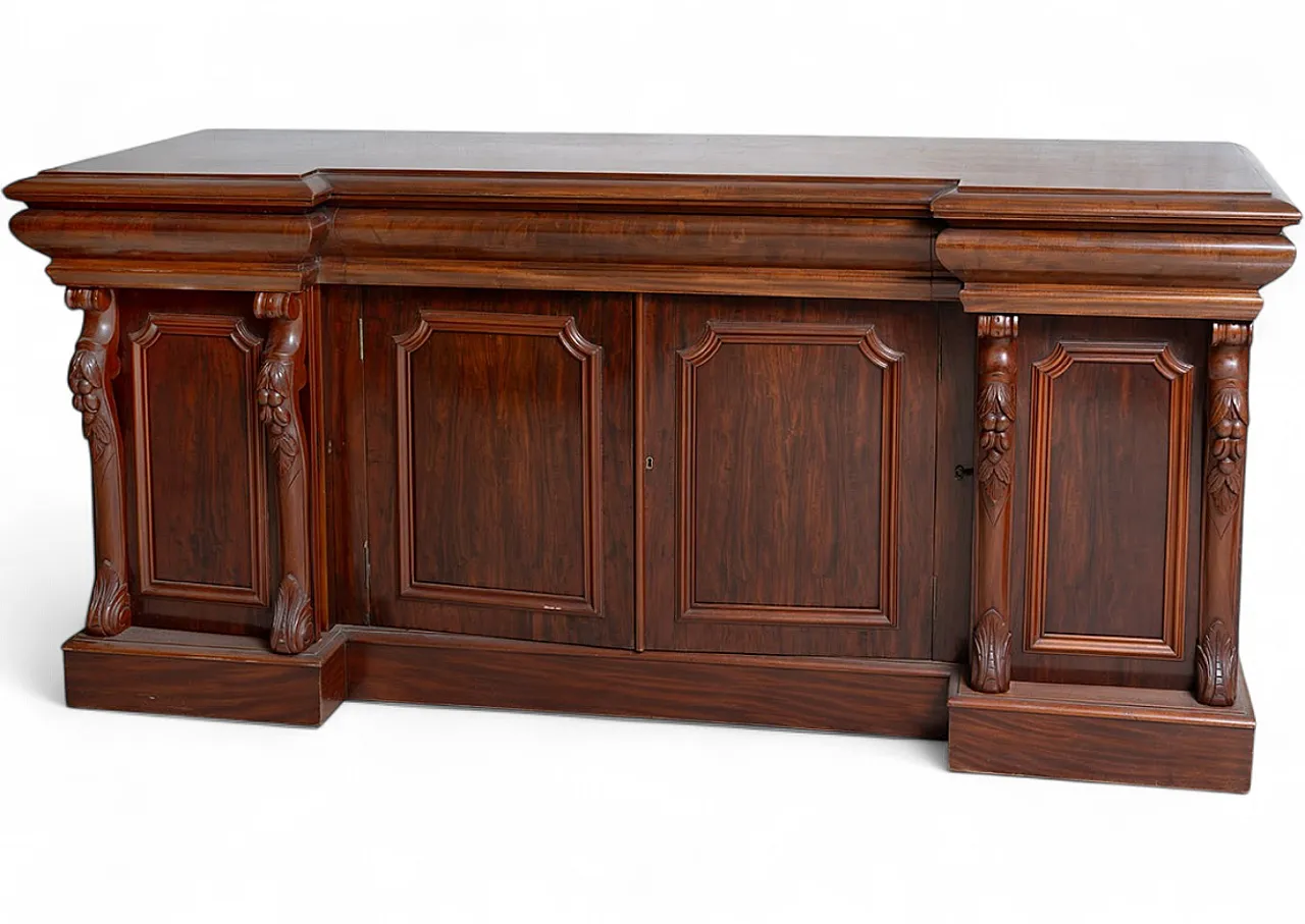 Four-door servant/sideboard in mahogany feather, 19th century 6