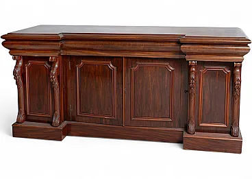 Four-door servant/sideboard in mahogany feather, 19th century