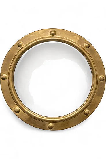 Porthole mirror in brass by PEERAGE, mid-20th century