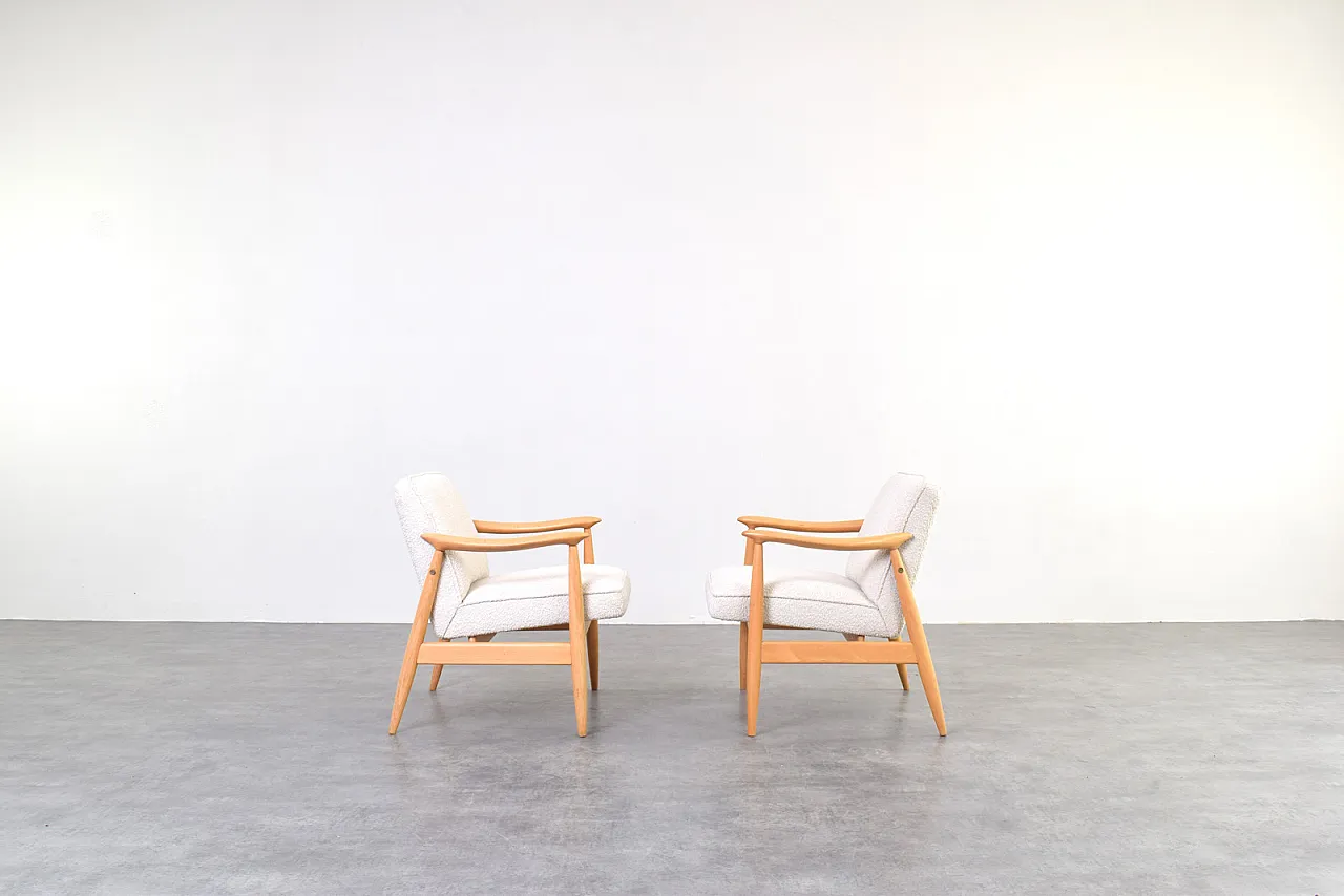 Pair of Mid-Century Lounge Chairs by J. Kędziorek, 1960s 2