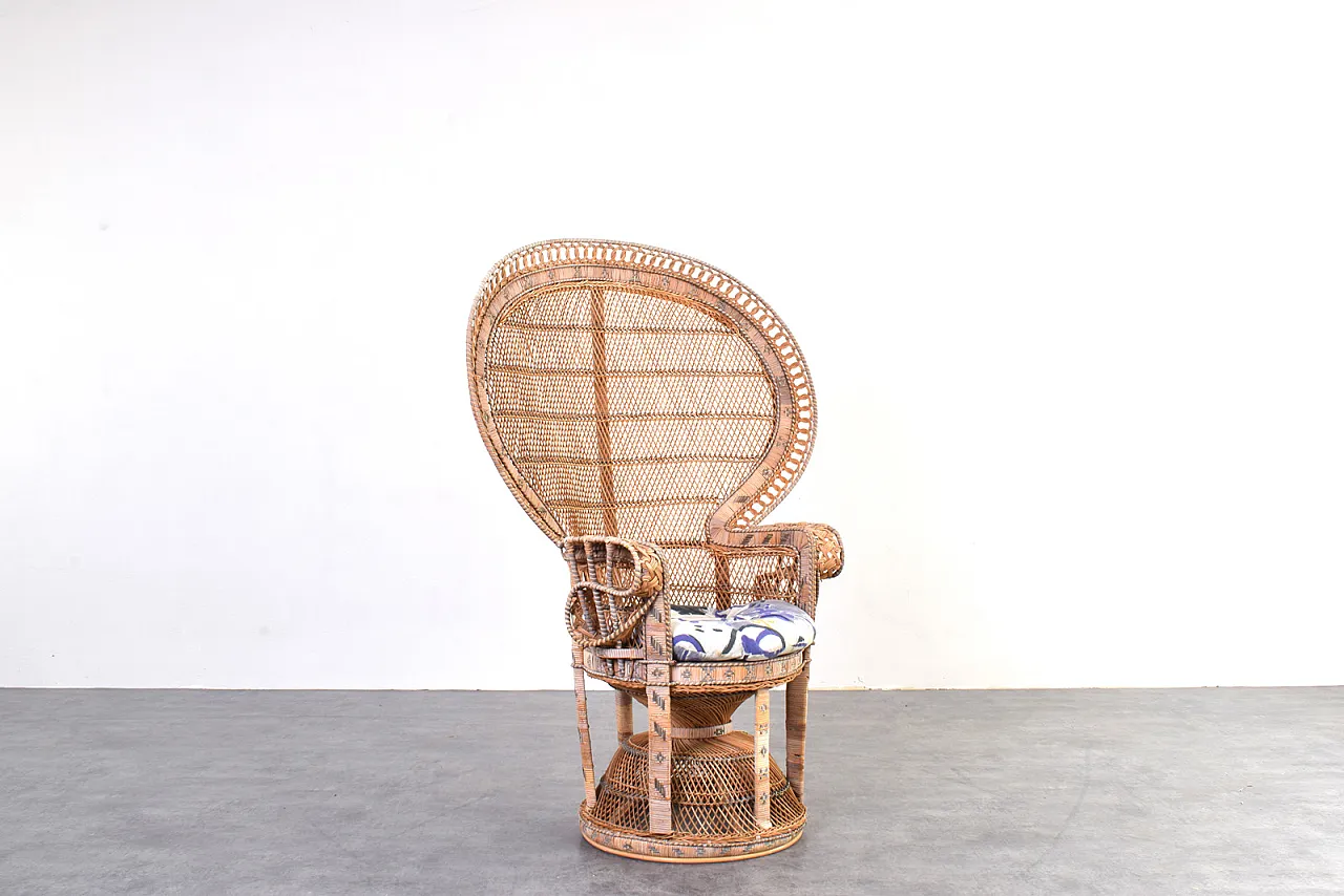 Mid-Century Wicker Peacock Emmanuelle Chair from Kok Maison, 1970s 1