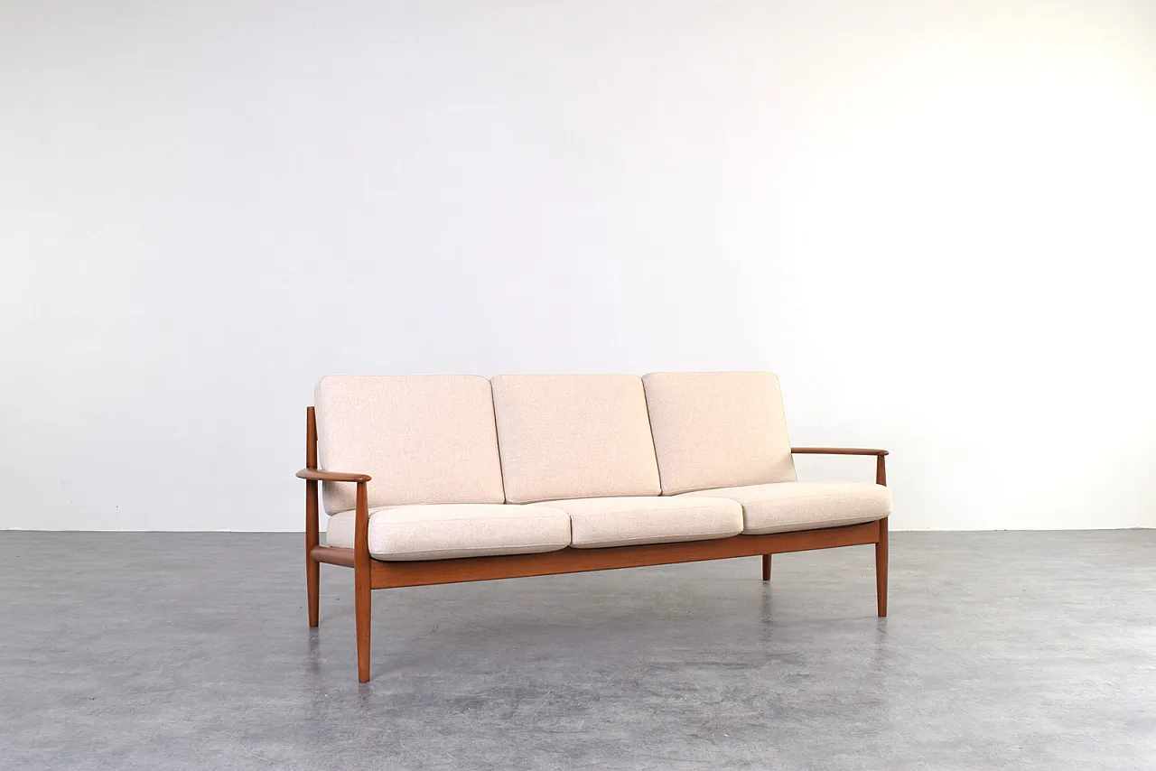 Mid-Century Danish Teak & Wool Sofa by Grete Jalk for France & Søn 1