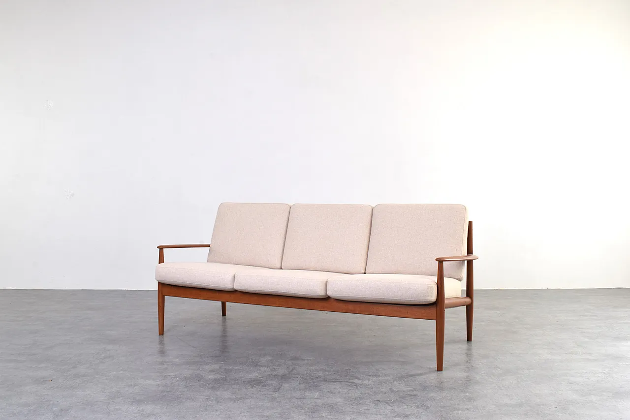 Mid-Century Danish Teak & Wool Sofa by Grete Jalk for France & Søn 2