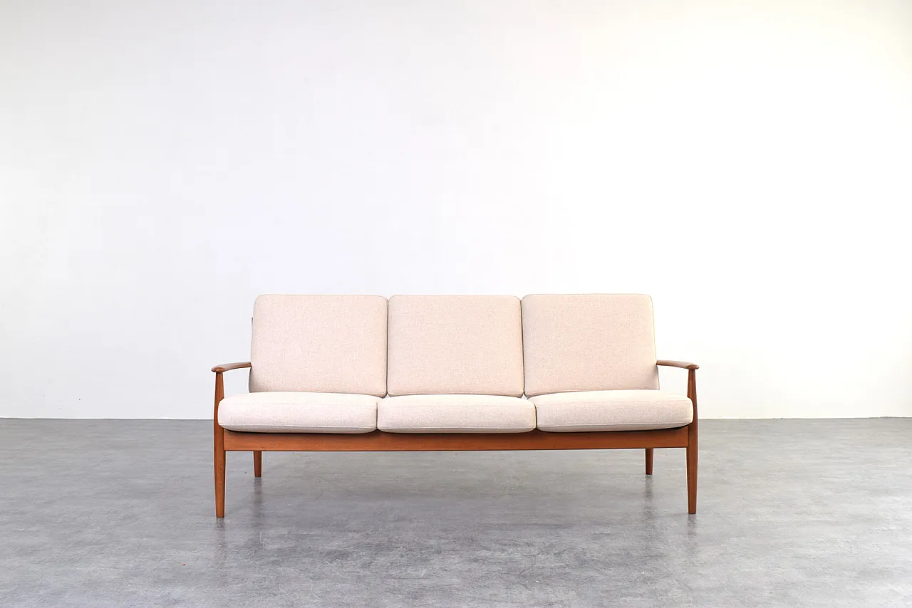 Mid-Century Danish Teak & Wool Sofa by Grete Jalk for France & Søn 3