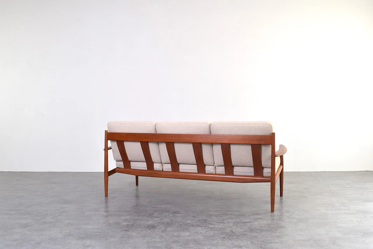 Mid-Century Danish Teak & Wool Sofa by Grete Jalk for France & Søn 6