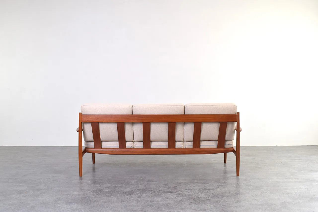 Mid-Century Danish Teak & Wool Sofa by Grete Jalk for France & Søn 7