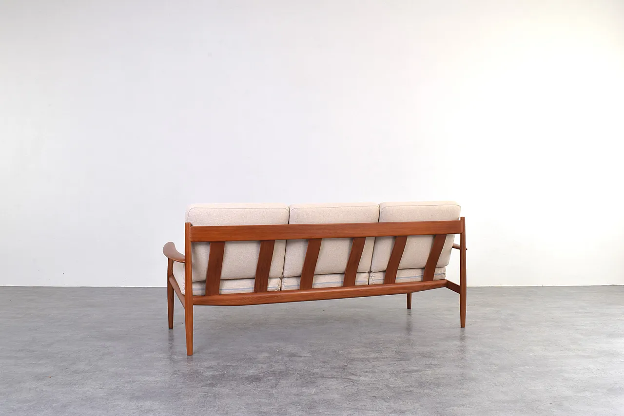 Mid-Century Danish Teak & Wool Sofa by Grete Jalk for France & Søn 8