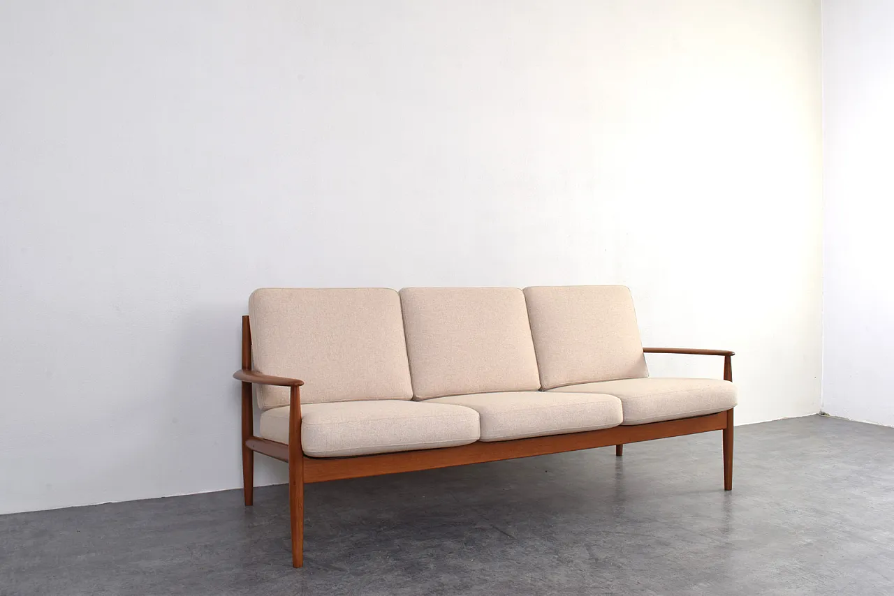 Mid-Century Danish Teak & Wool Sofa by Grete Jalk for France & Søn 9