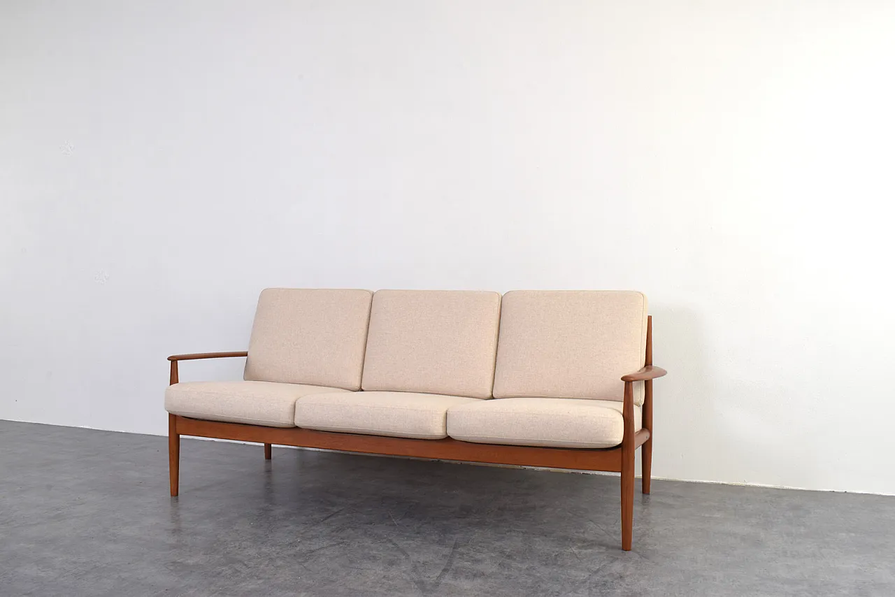 Mid-Century Danish Teak & Wool Sofa by Grete Jalk for France & Søn 10