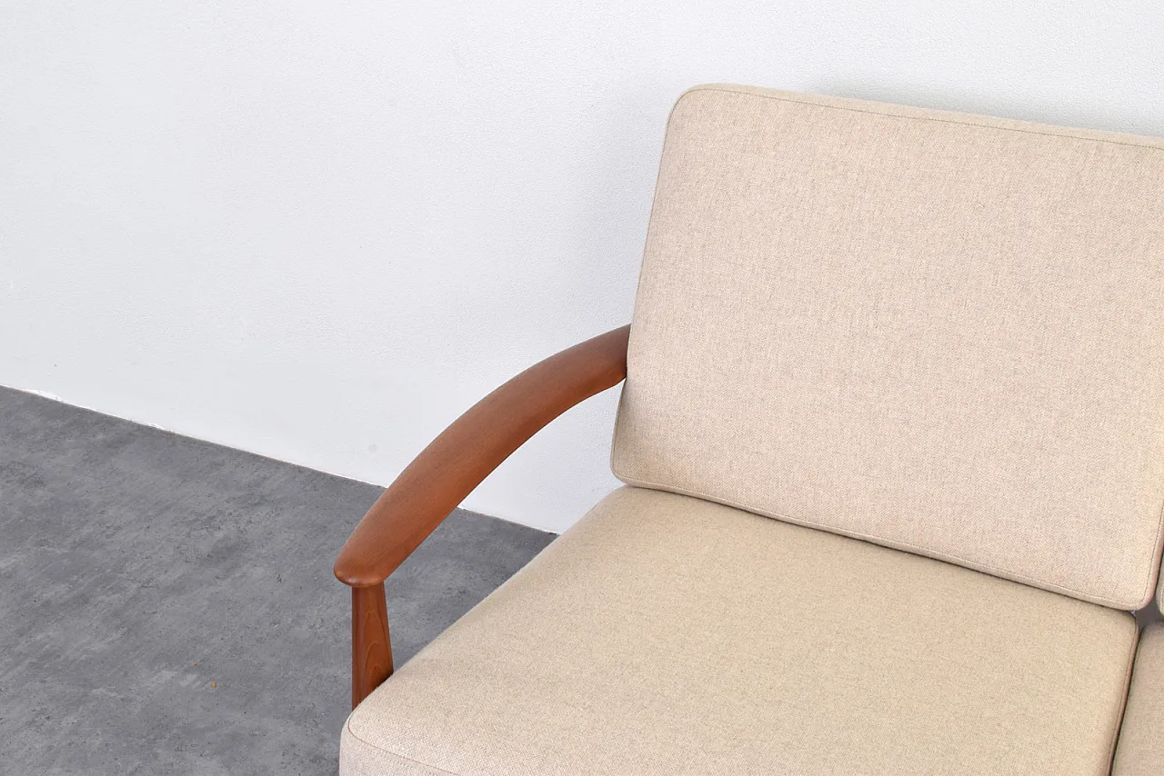 Mid-Century Danish Teak & Wool Sofa by Grete Jalk for France & Søn 14