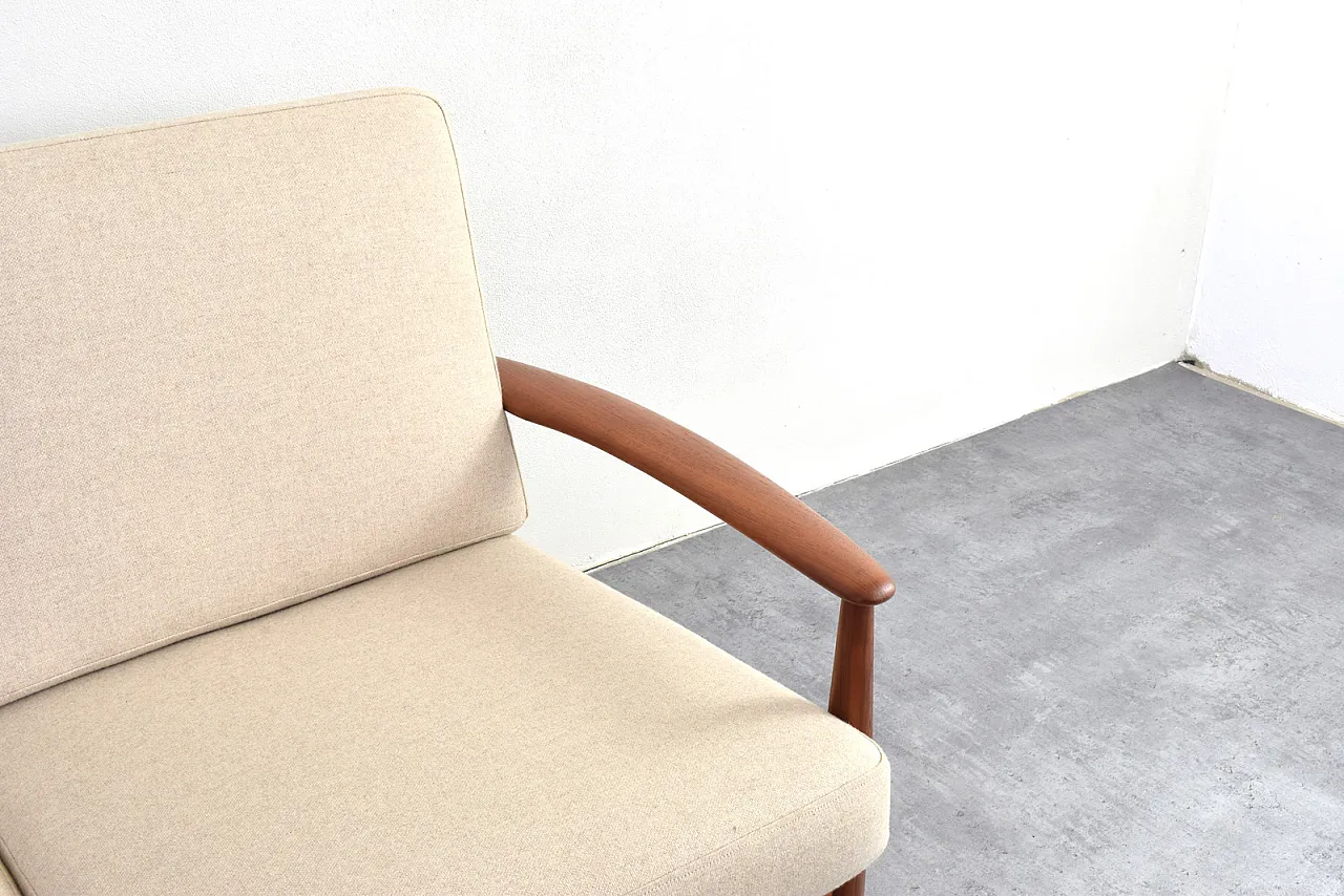 Mid-Century Danish Teak & Wool Sofa by Grete Jalk for France & Søn 15
