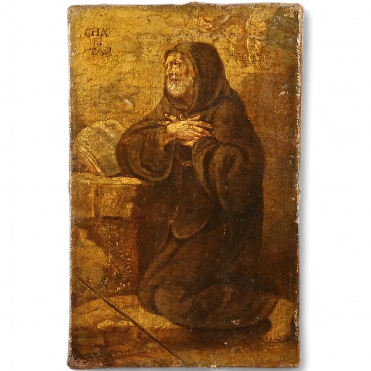 Devotianal painting, St. Francis of Paola, oil on canvas, 17th century 13