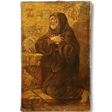 Devotianal painting, St. Francis of Paola, oil on canvas, 17th century