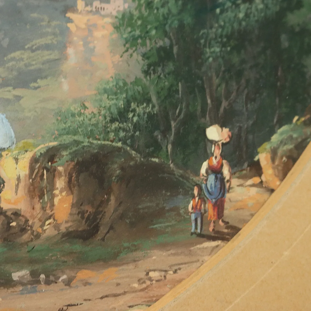 Paesaggio con Figure, tempera su cartone, '900 4