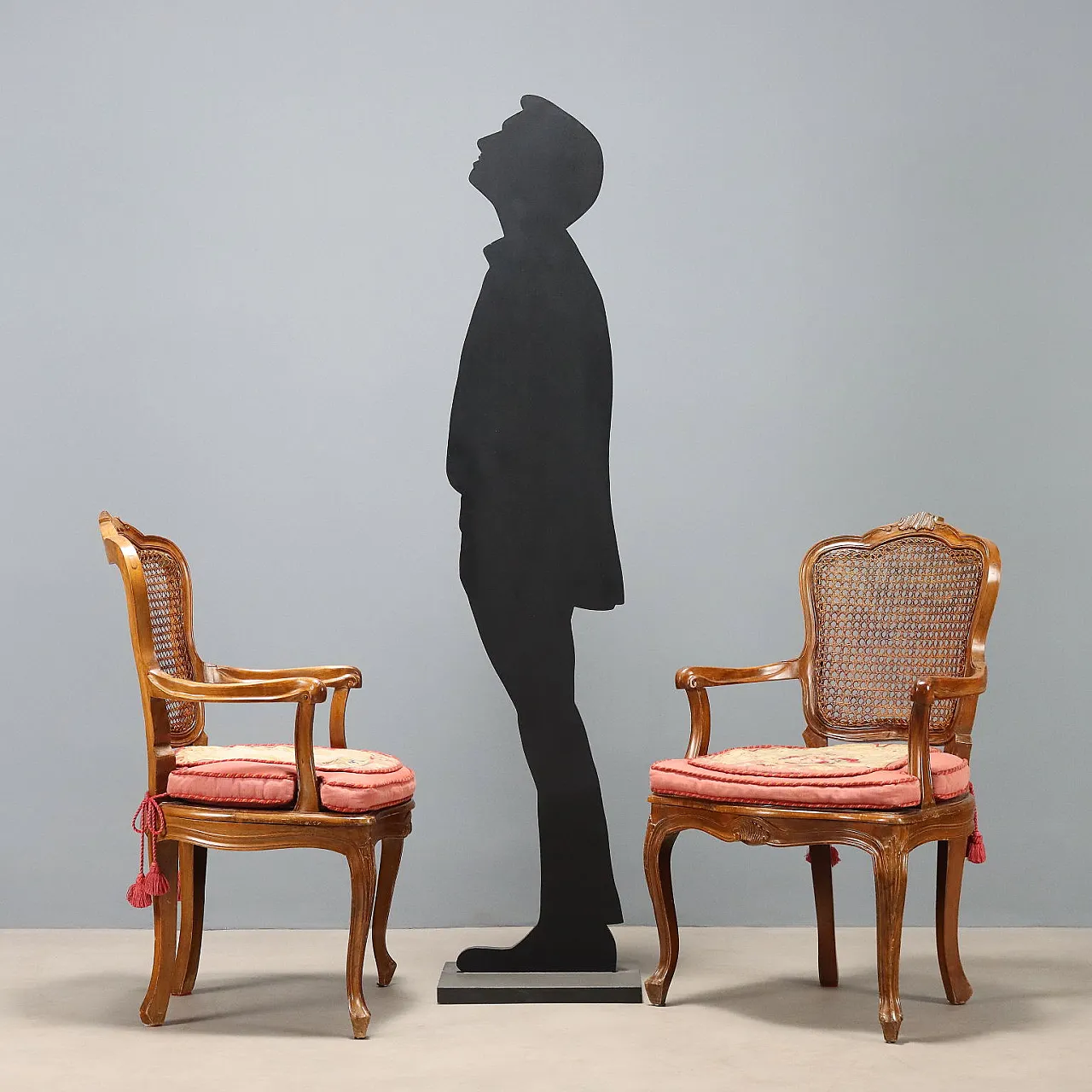 Pair of Baroque style armchairs in walnut, 19th century 3