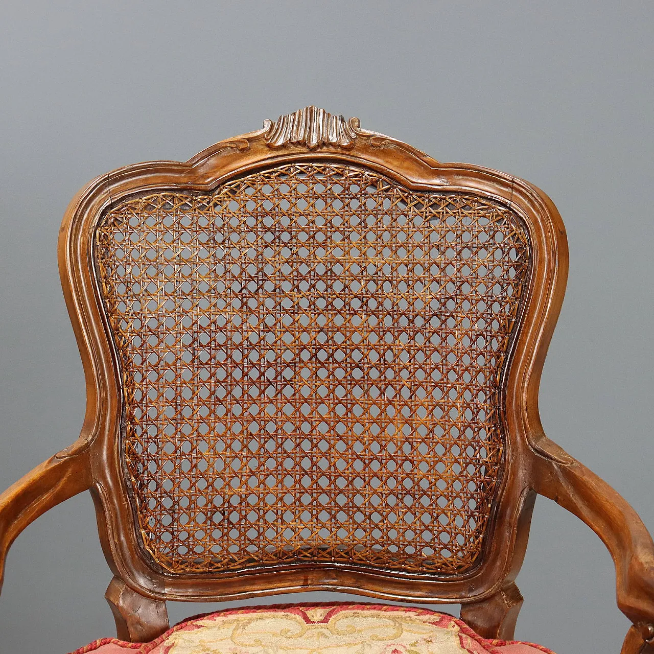 Pair of Baroque style armchairs in walnut, 19th century 4