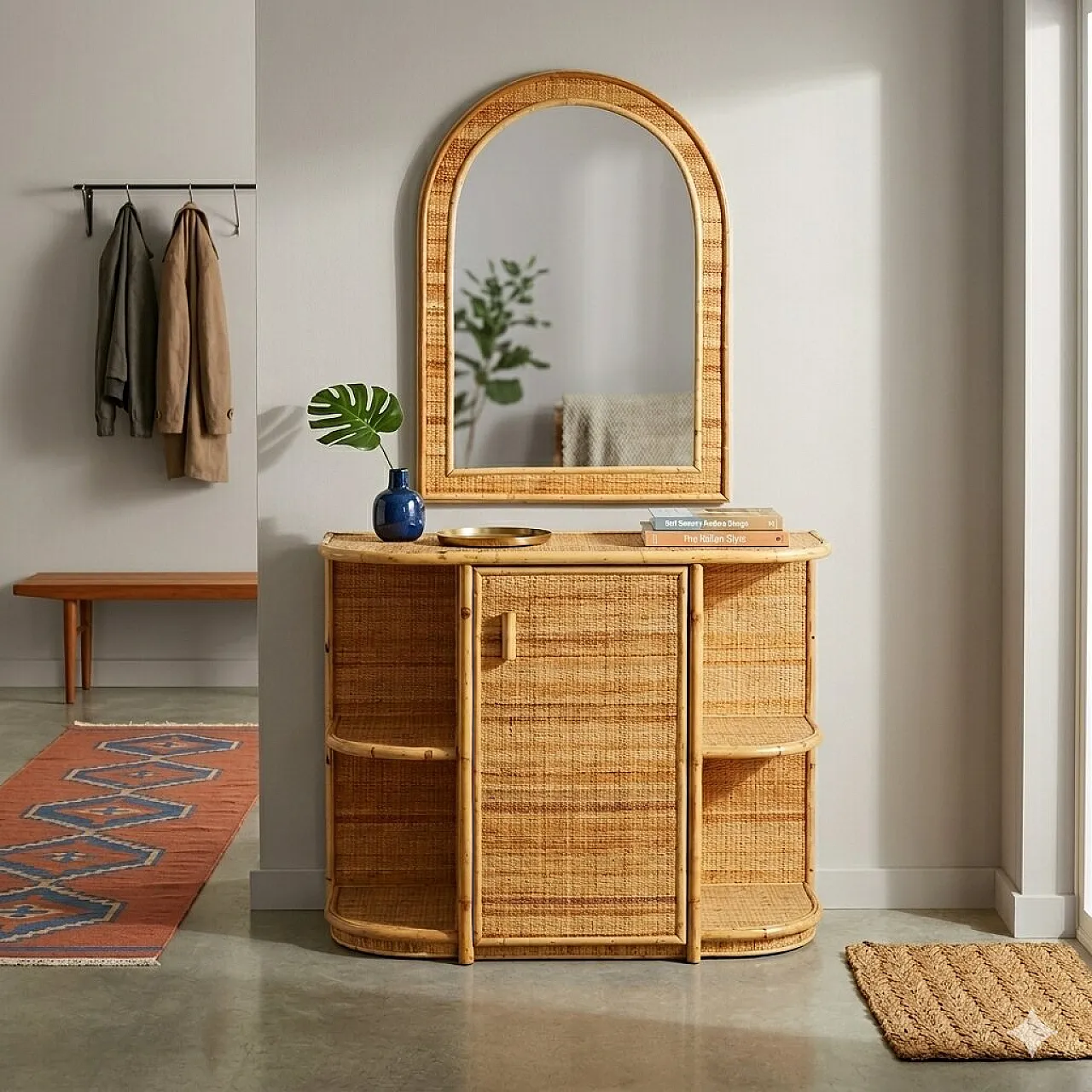 Entrance furniture in bamboo, 20th century 2