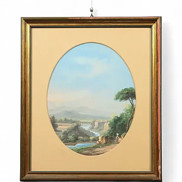 Paesaggio con Figure, tempera su cartone, '900