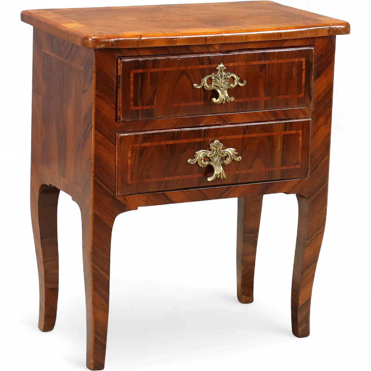 Comodino Barocco in noce con filettature in Bois de Rose, '700 10
