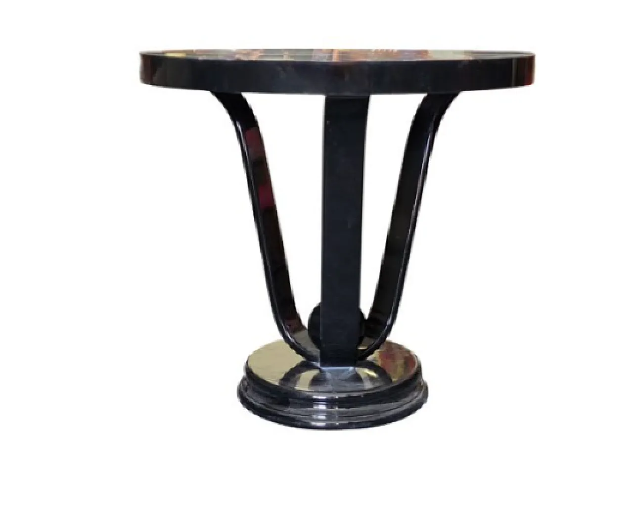 Round table in black wood, 20th century 2