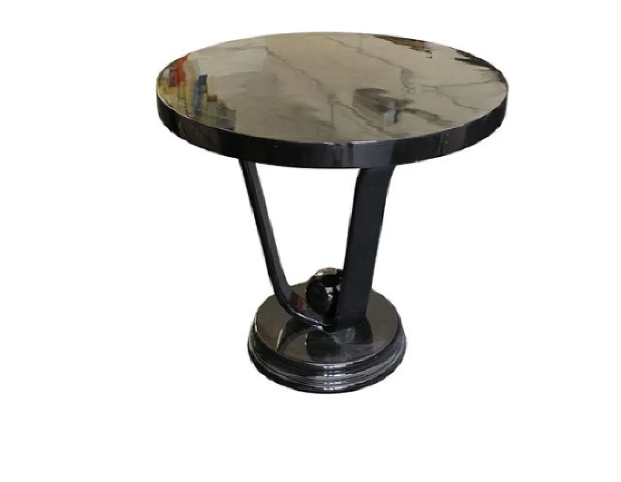 Round table in black wood, 20th century 4