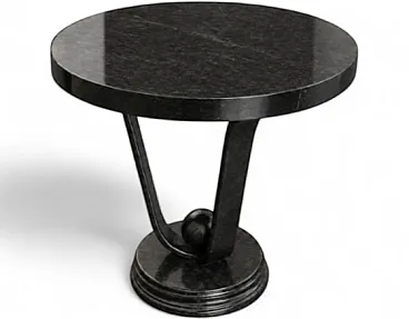 Round table in black wood, 20th century
