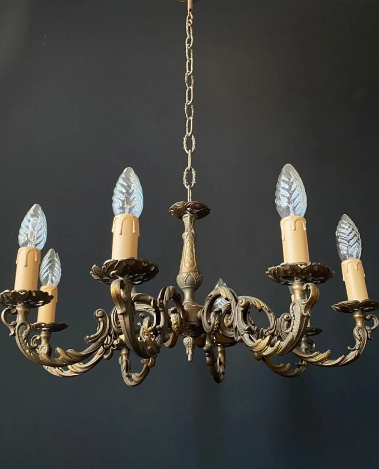 Lampadario in ottone, anni '60 1