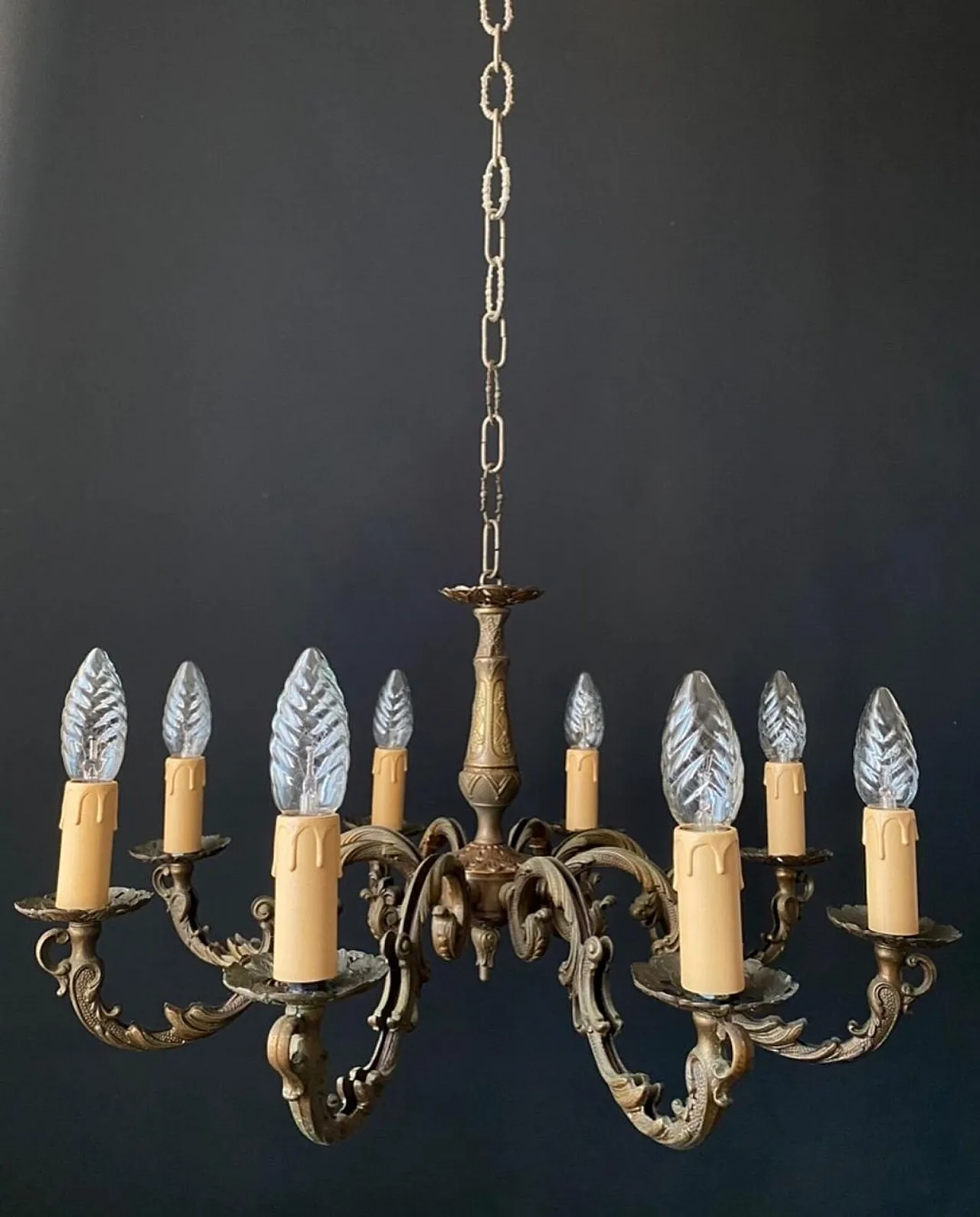 Lampadario in ottone, anni '60 2