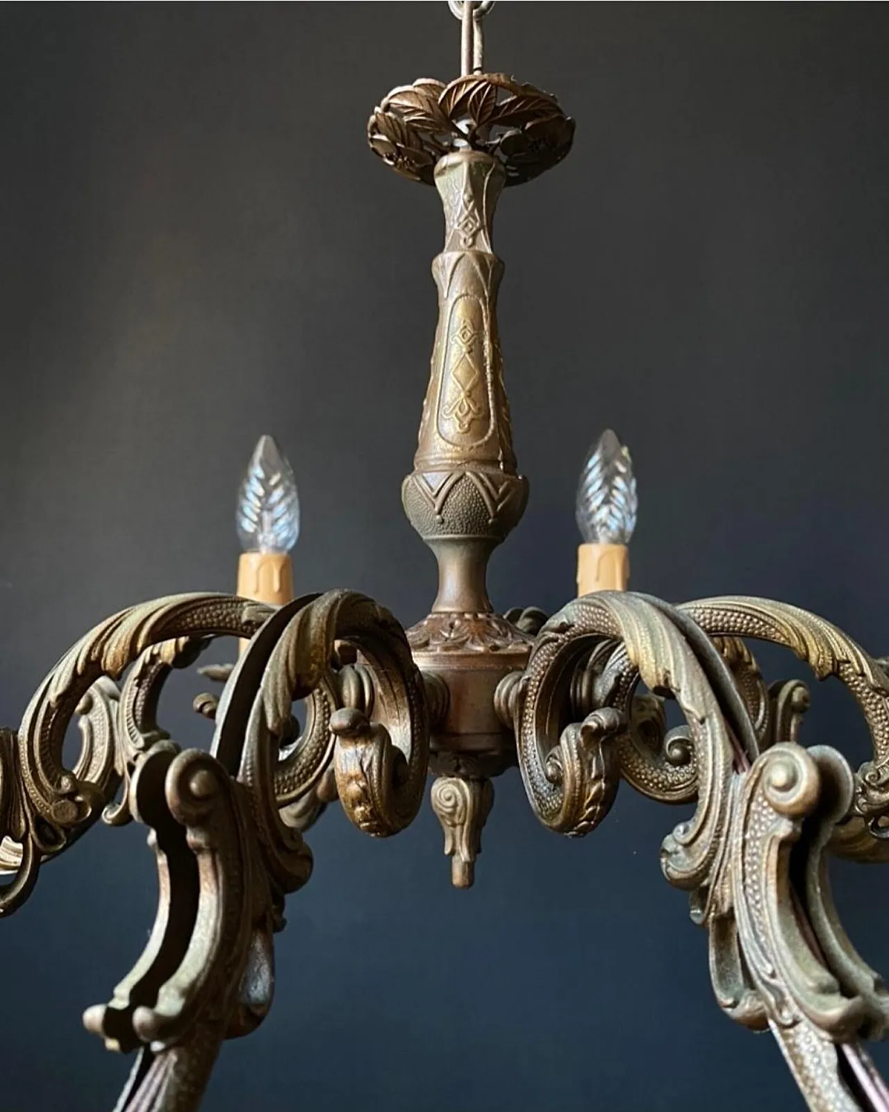 Lampadario in ottone, anni '60 3