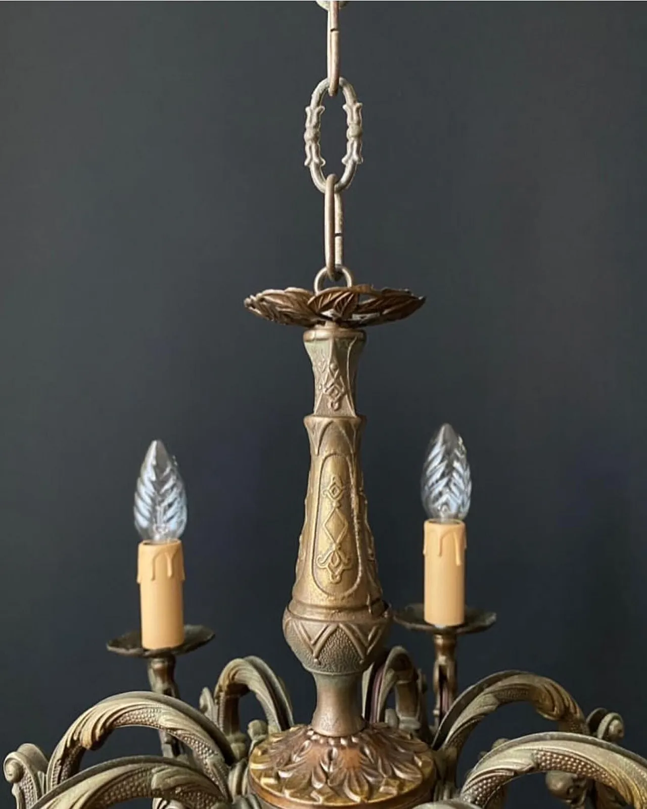 Lampadario in ottone, anni '60 4