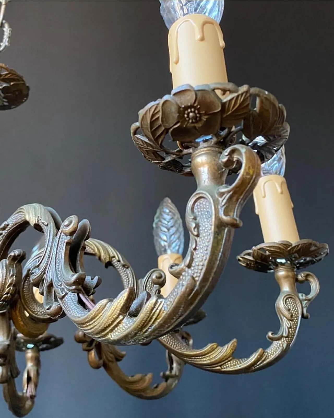 Lampadario in ottone, anni '60 5
