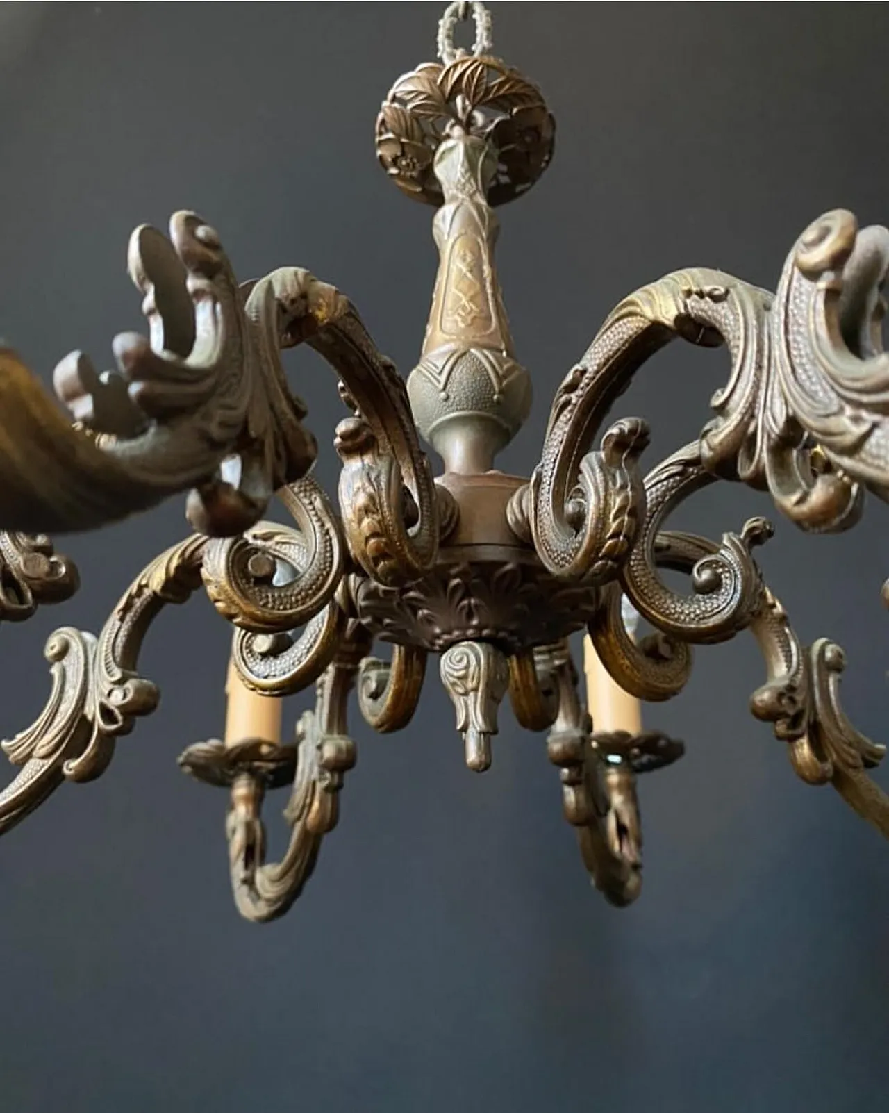 Lampadario in ottone, anni '60 8