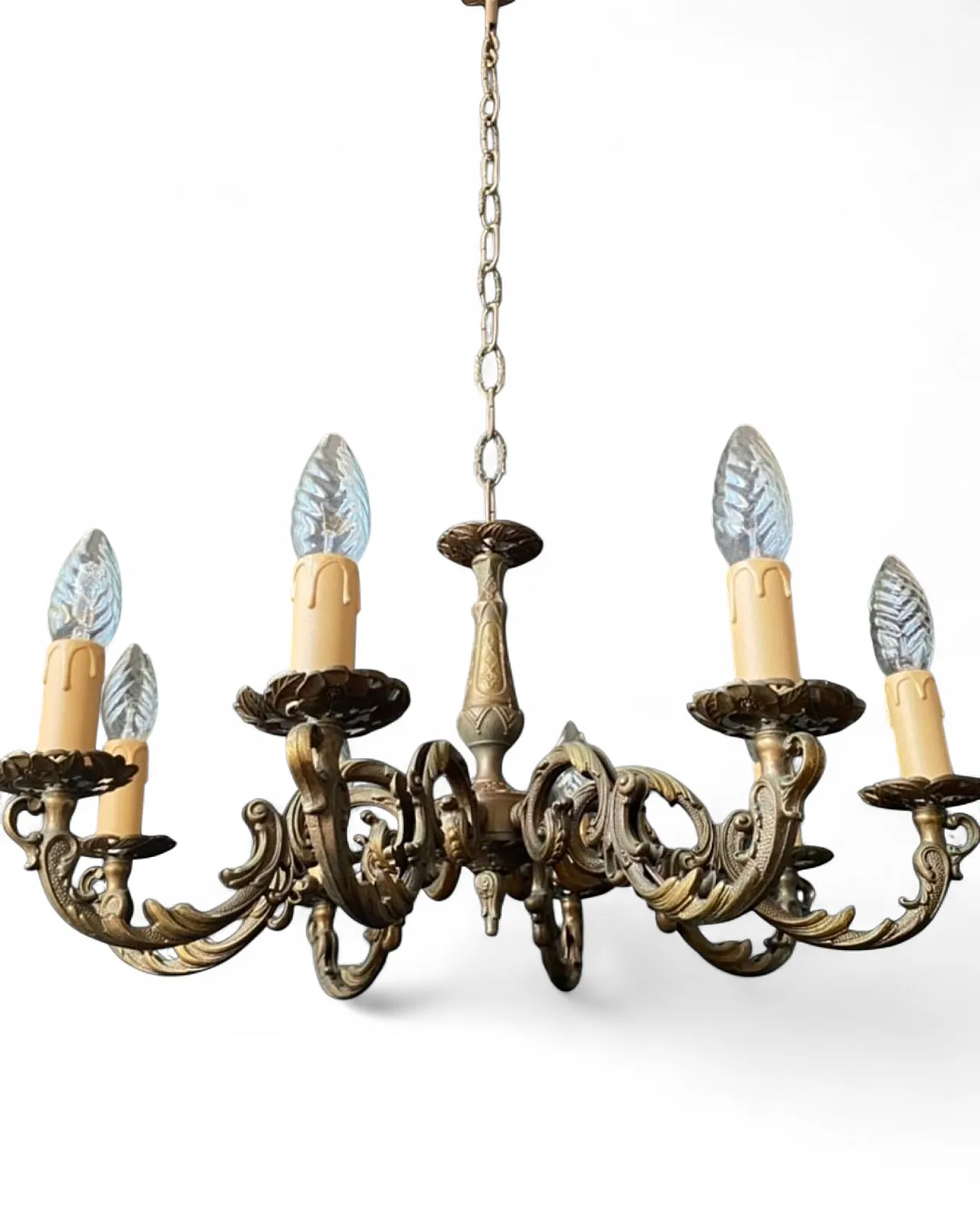 Lampadario in ottone, anni '60 9