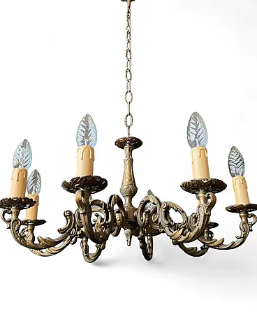 Lampadario in ottone, anni '60