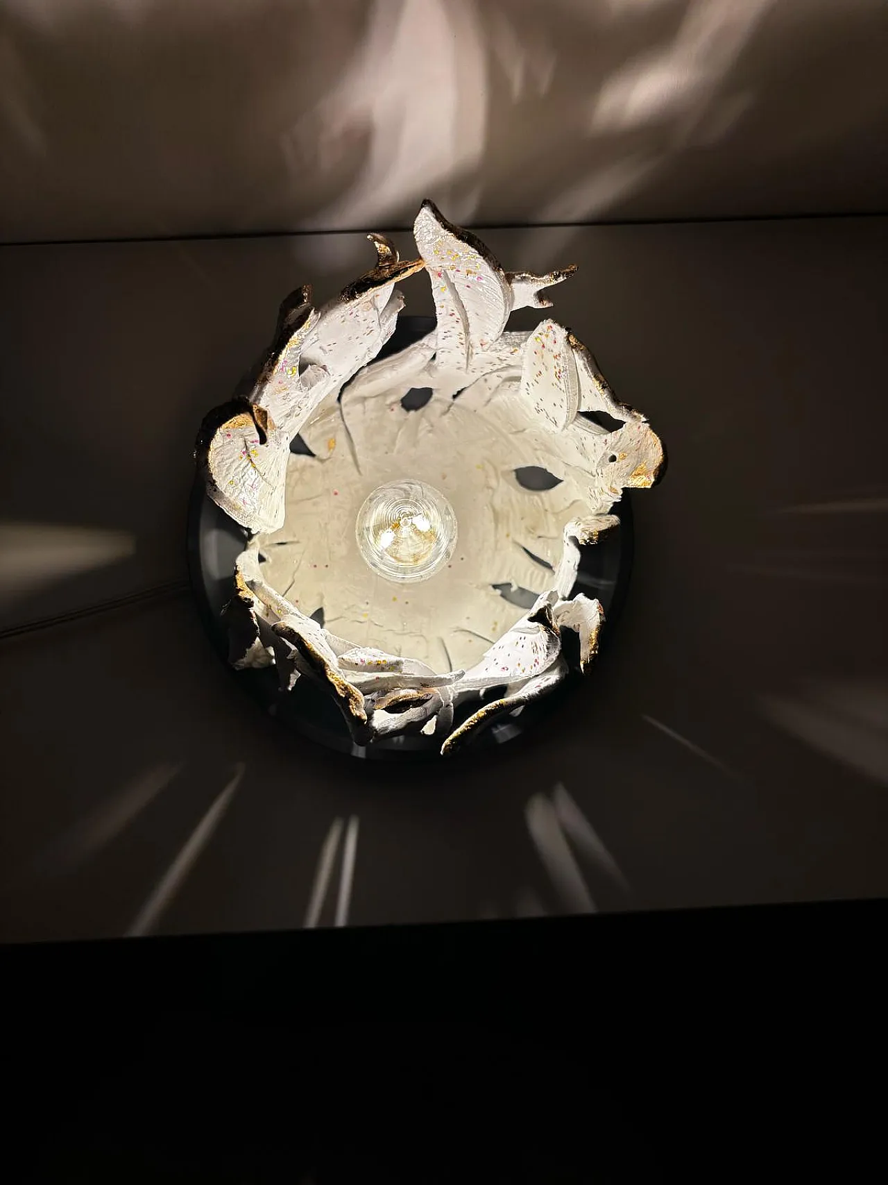 Il Braciere, clay and gold sculpture by A. Angoli, 2000s 3