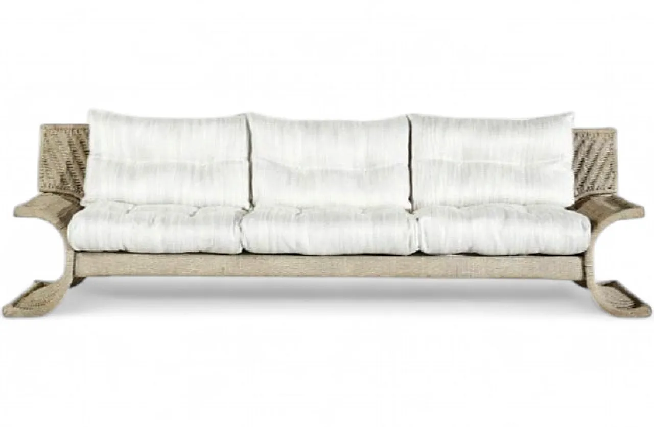 Wavy sofa by Marzio Cecchi in woven rattan, 1970s 6