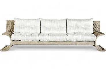 Wavy sofa by Marzio Cecchi in woven rattan, 1970s