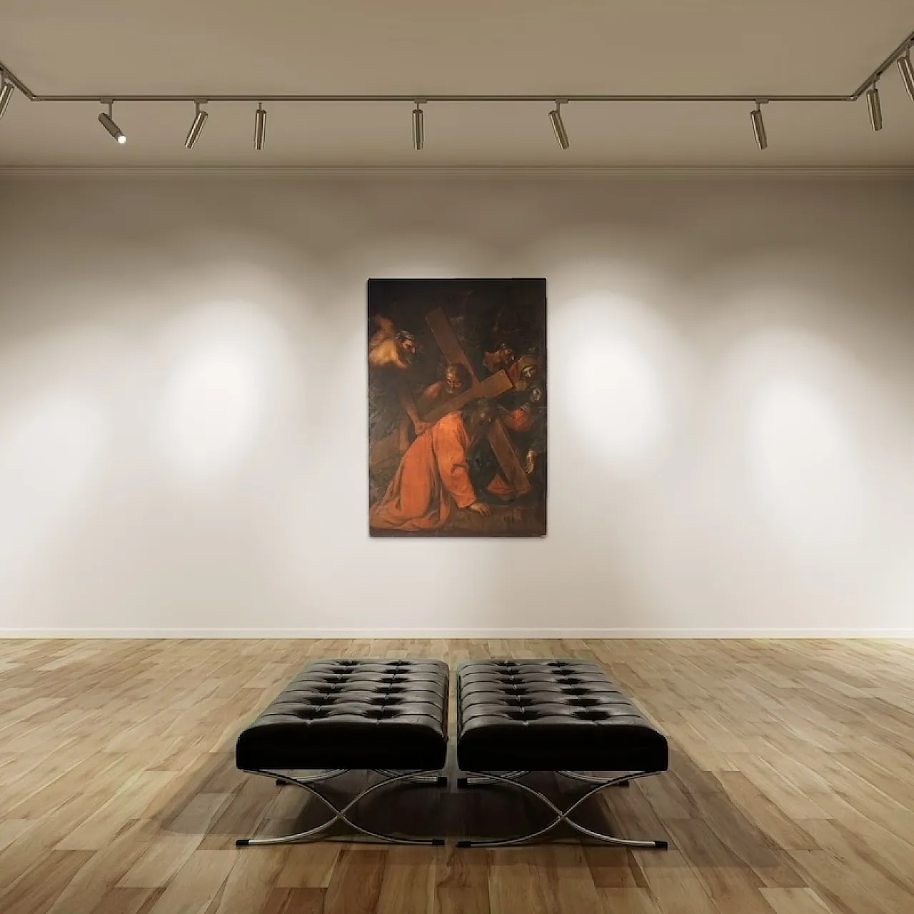 Large Italian painting with Via Crucis, oil on canvas, 17th century 4