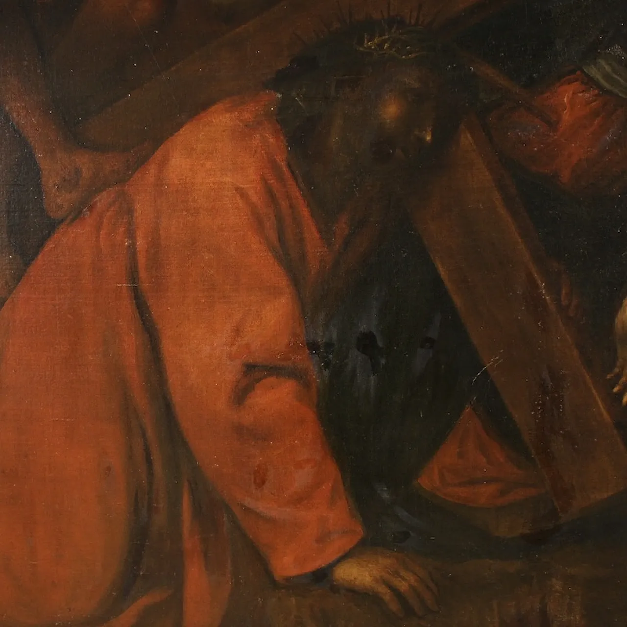 Large Italian painting with Via Crucis, oil on canvas, 17th century 9