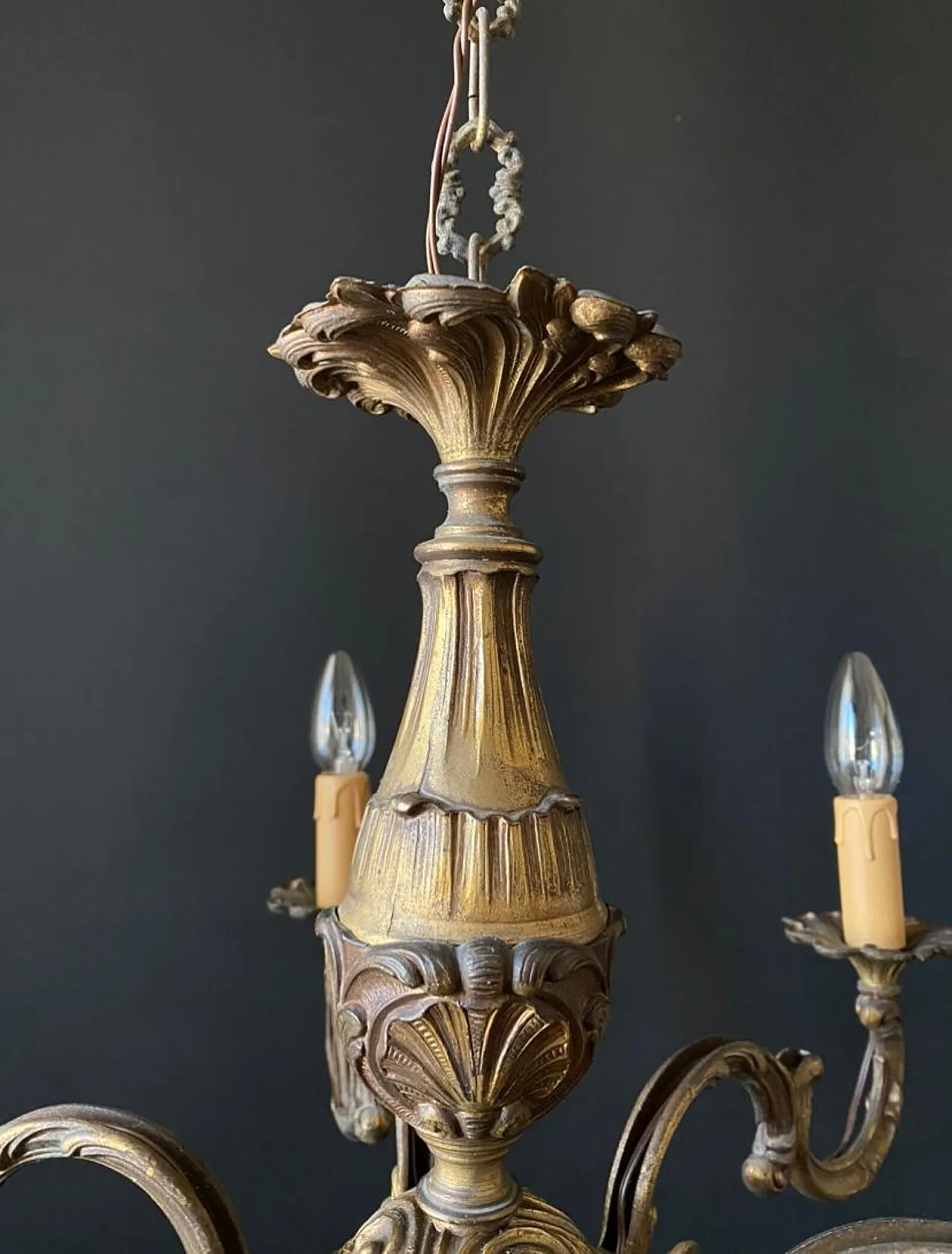 Lampadario in ottone, anni '60 1