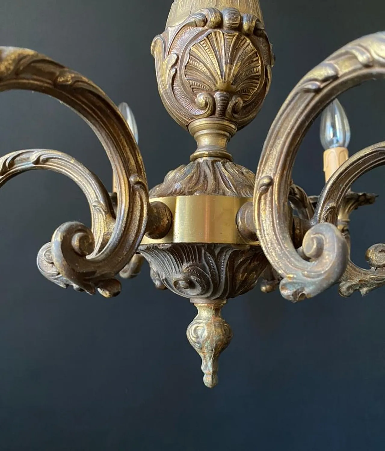 Lampadario in ottone, anni '60 3