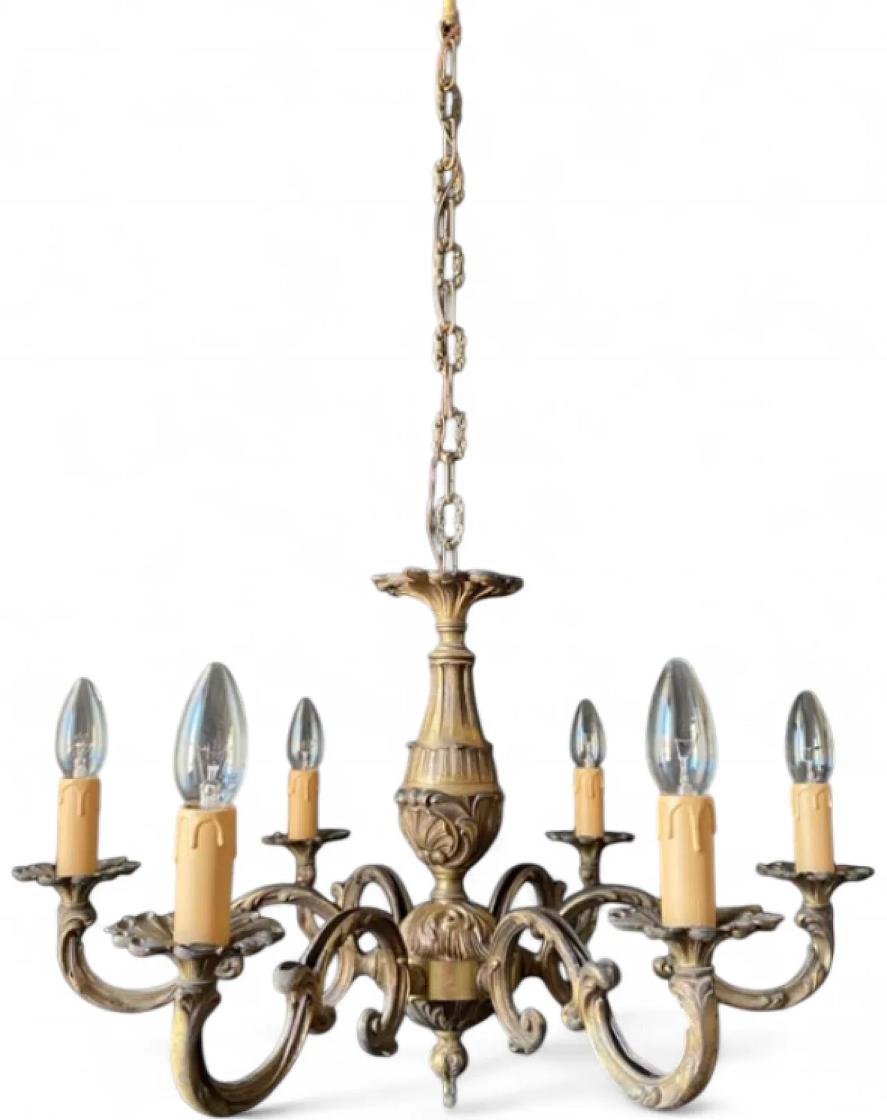 Lampadario in ottone, anni '60 5