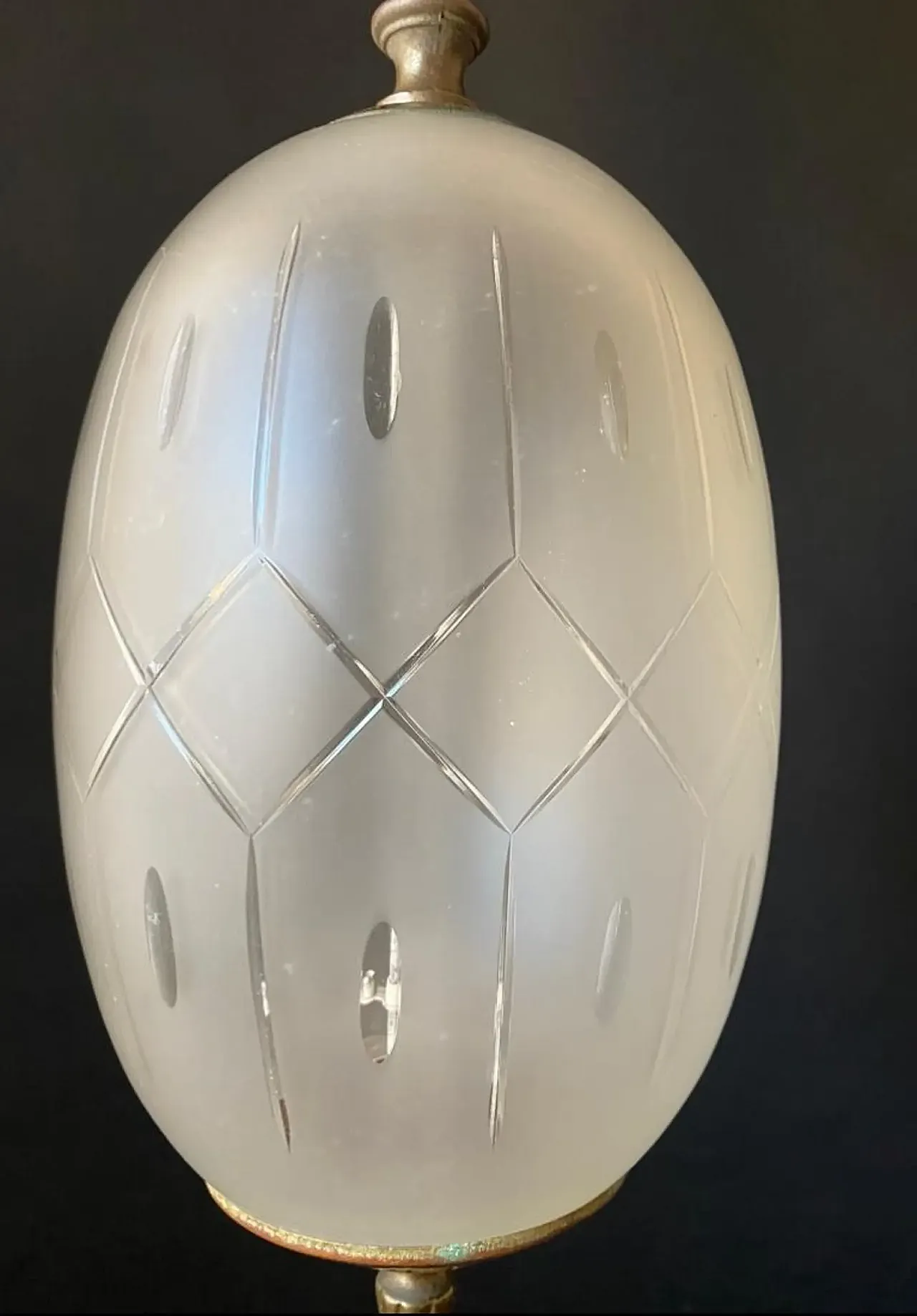 Lampadario in ottone e vetro smerigliato, anni '60 4