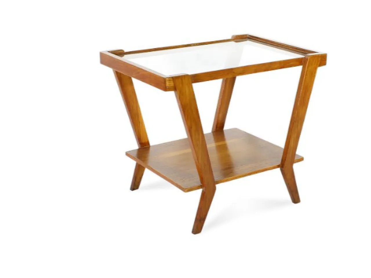 Wooden and glass coffee table, 20th century 1