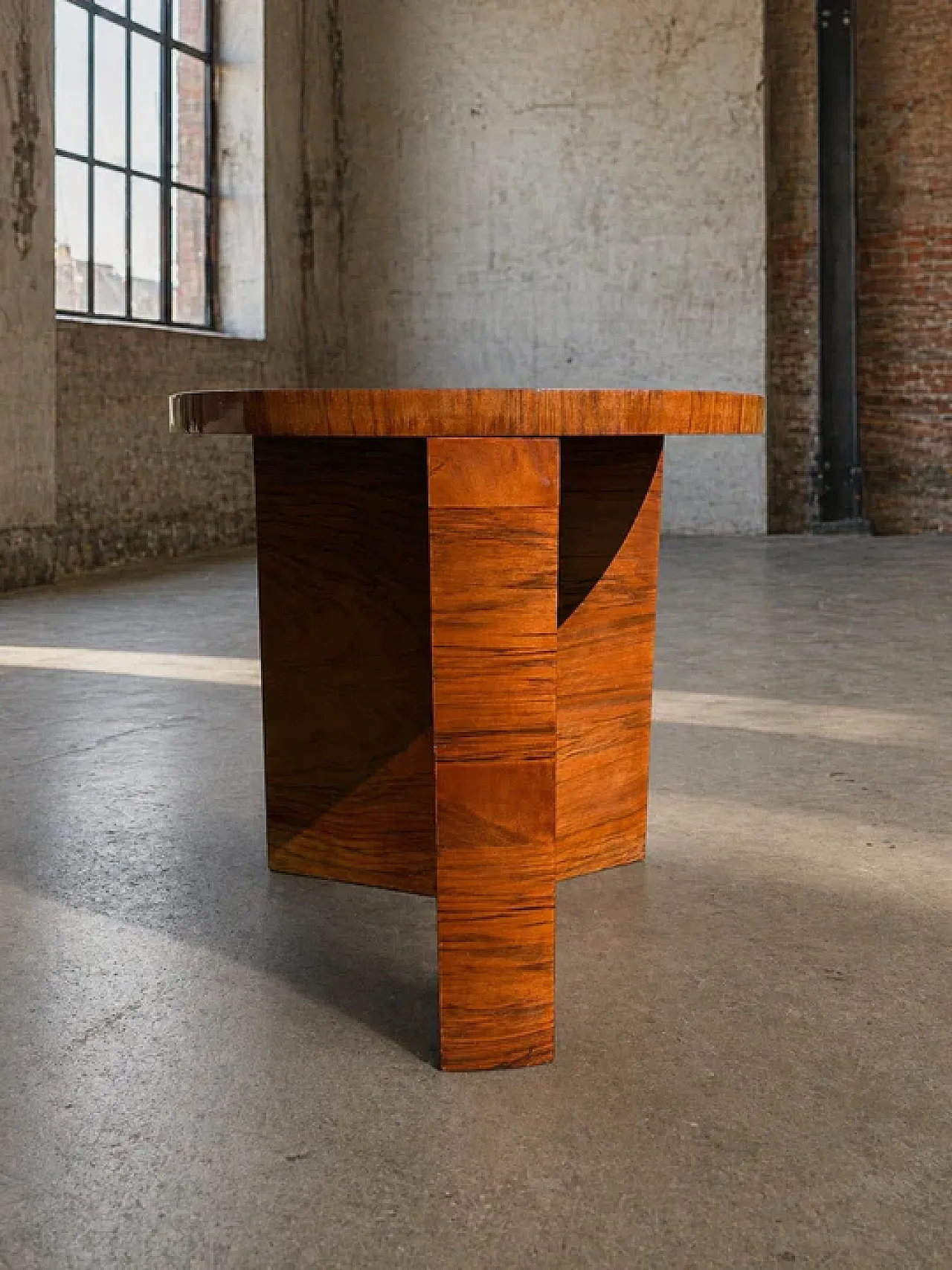 Tavolino rotondo Art Déco con ripiano in legno, '900 5
