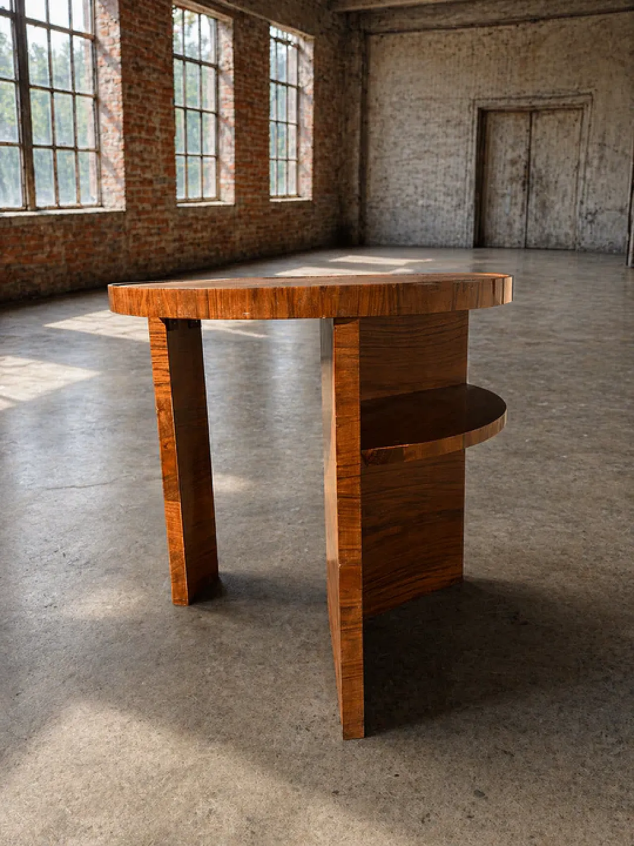 Tavolino rotondo Art Déco con ripiano in legno, '900 7