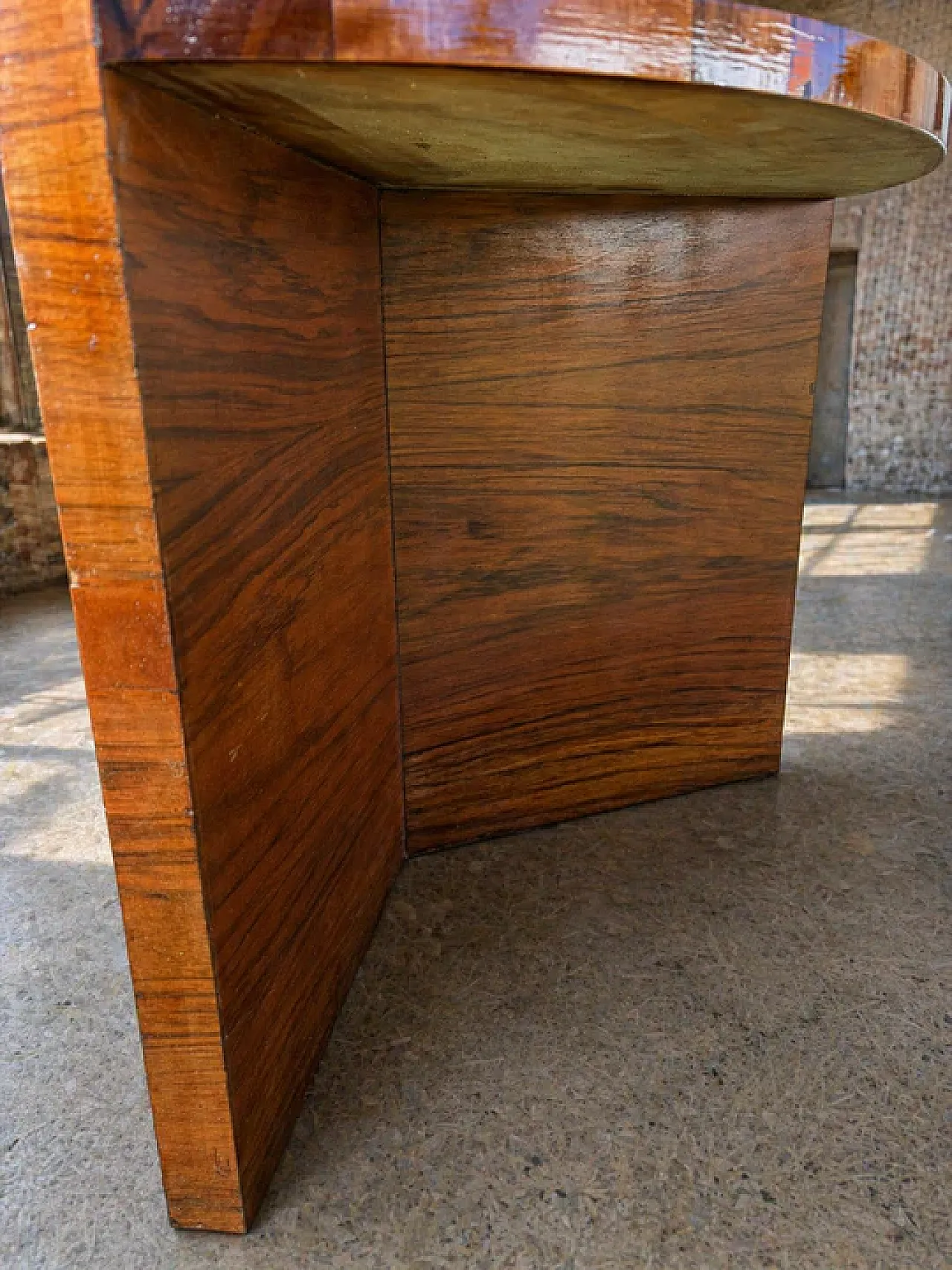 Tavolino rotondo Art Déco con ripiano in legno, '900 8